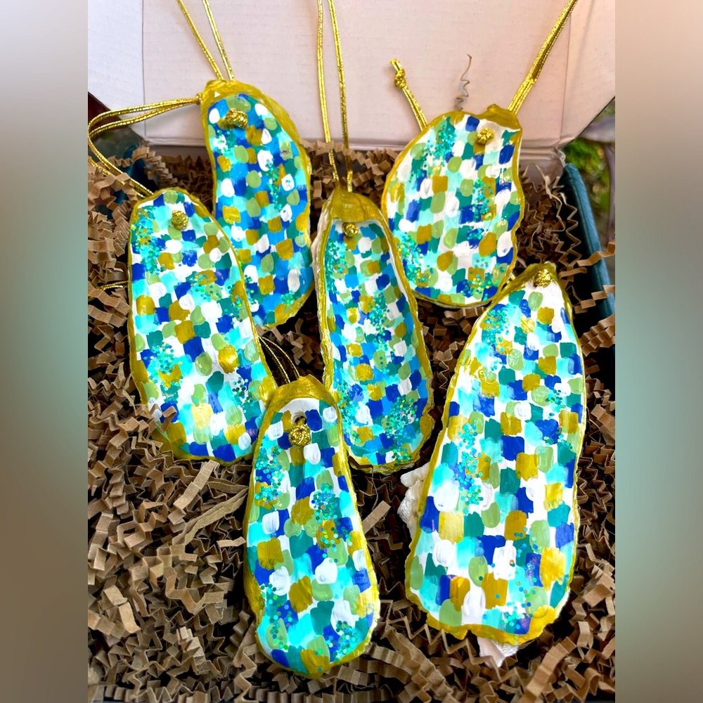 Hand Painted Oyster Shell Ornaments